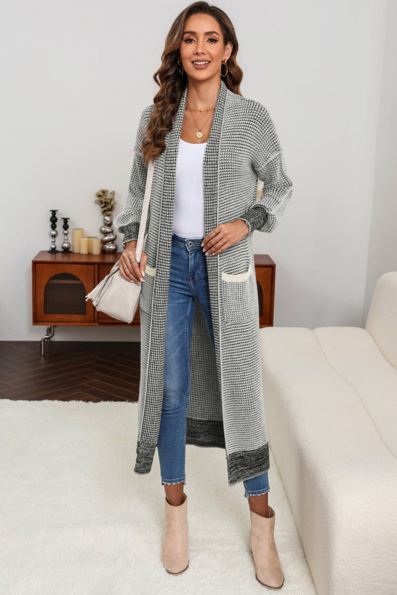Cardigan for Women Textured Knit Duster Cardigan (Color : Apricot, Size :  Small)
