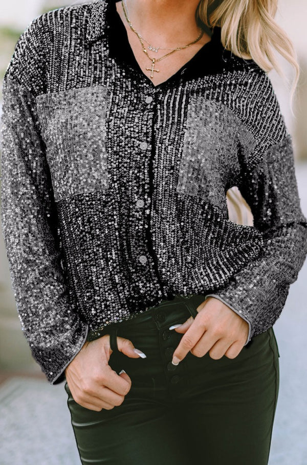 Raquel Sequin Color Block Patch Pocket Shirt