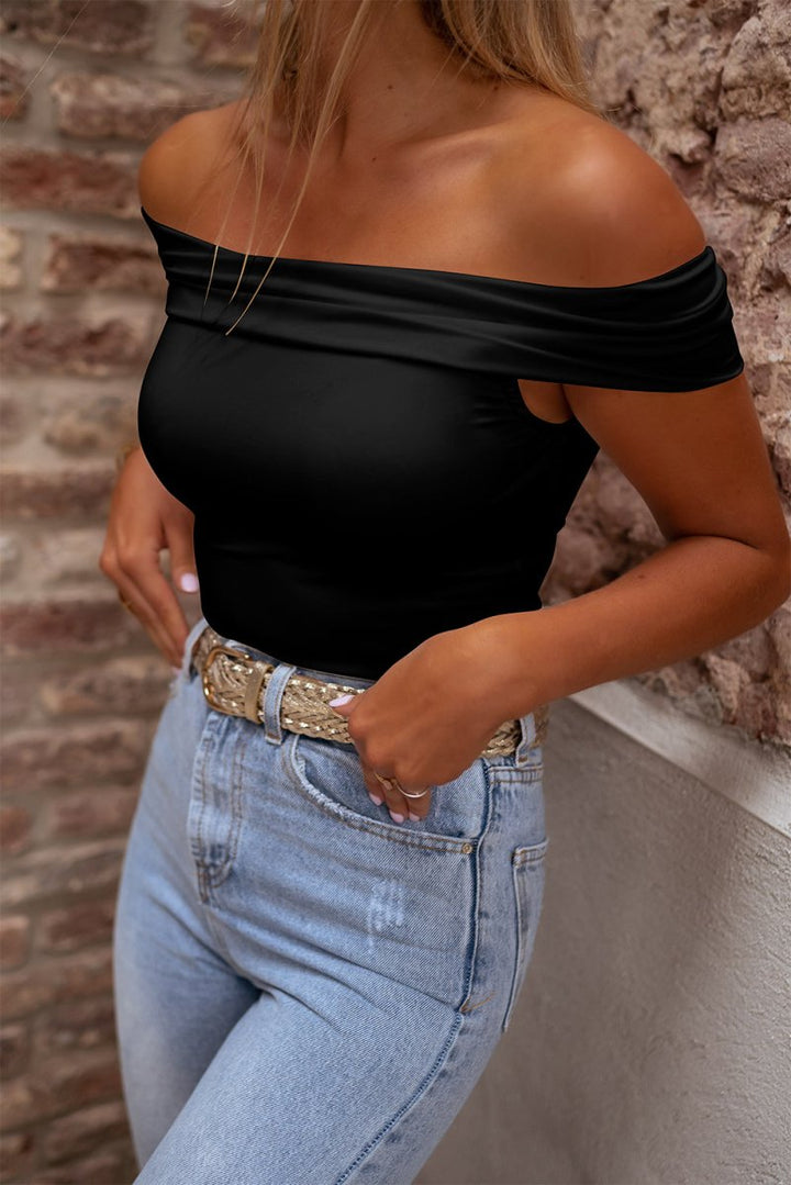 Charlott Folded Off Shoulder Slim Top - Rebel Nomad