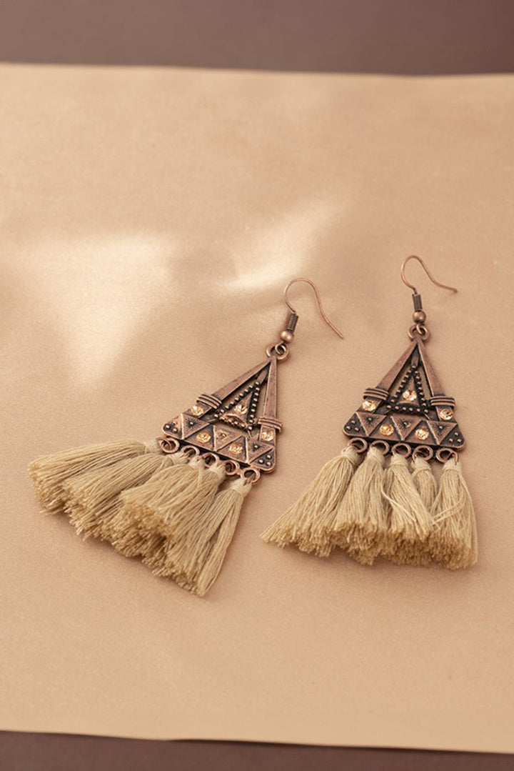 Charlotte Boho Triangle Metal Tasseled Earrings - Rebel Nomad