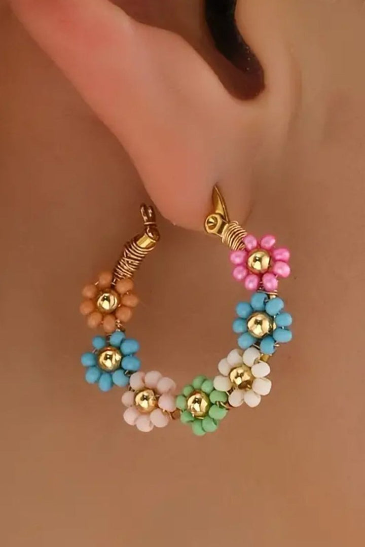 Farren Colorful Flower Hoop Earrings - Rebel Nomad