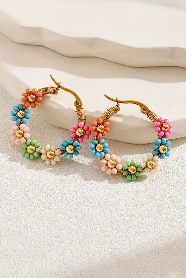 Farren Colorful Flower Hoop Earrings - Rebel Nomad