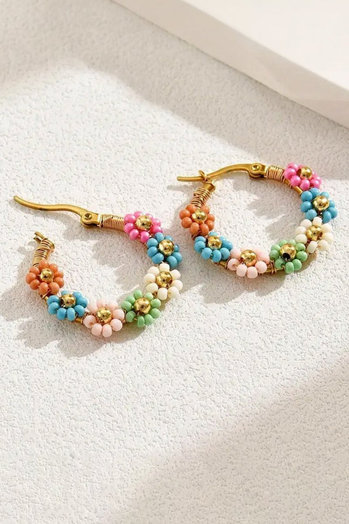 Farren Colorful Flower Hoop Earrings - Rebel Nomad