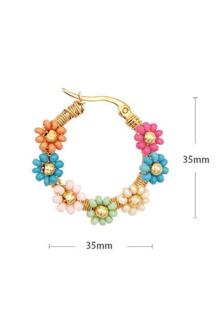 Farren Colorful Flower Hoop Earrings - Rebel Nomad