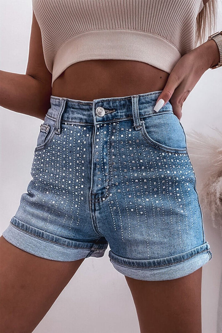 Jesse Rhinestone Embellished Denim Shorts - Rebel Nomad