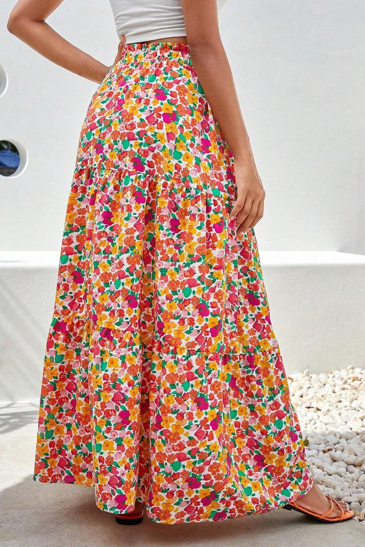 Jessie Boho Floral Print Tiered Long Skirt - Rebel Nomad