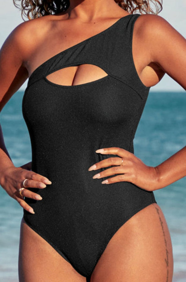 Jessika Ribbed One Shoulder Hollowed One Piece Swimsuit - Rebel Nomad