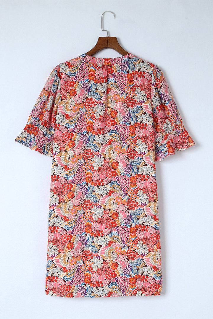 Aili Boho Floral Printed Flutter Sleeve Dress - Rebel Nomad