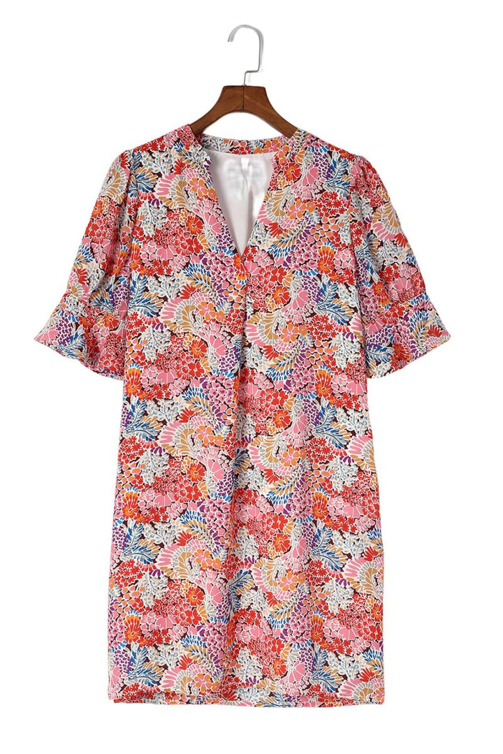 Aili Boho Floral Printed Flutter Sleeve Dress - Rebel Nomad