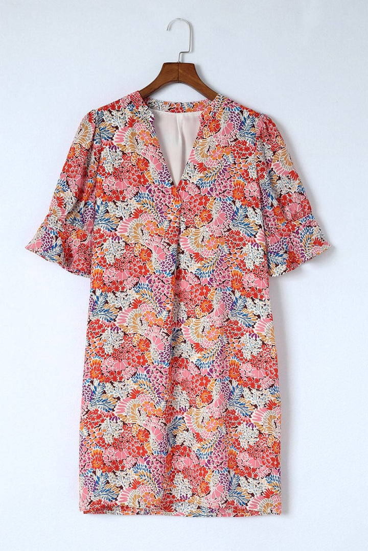 Aili Boho Floral Printed Flutter Sleeve Dress - Rebel Nomad