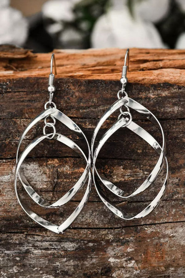 Ailsa Silver Double Spirals Rhombus Alloy Earrings - Rebel Nomad