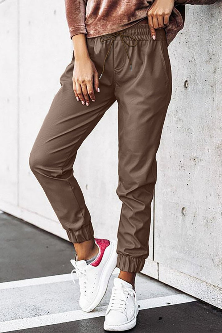 Akilah Leather Tie Waist Joggers - Rebel Nomad