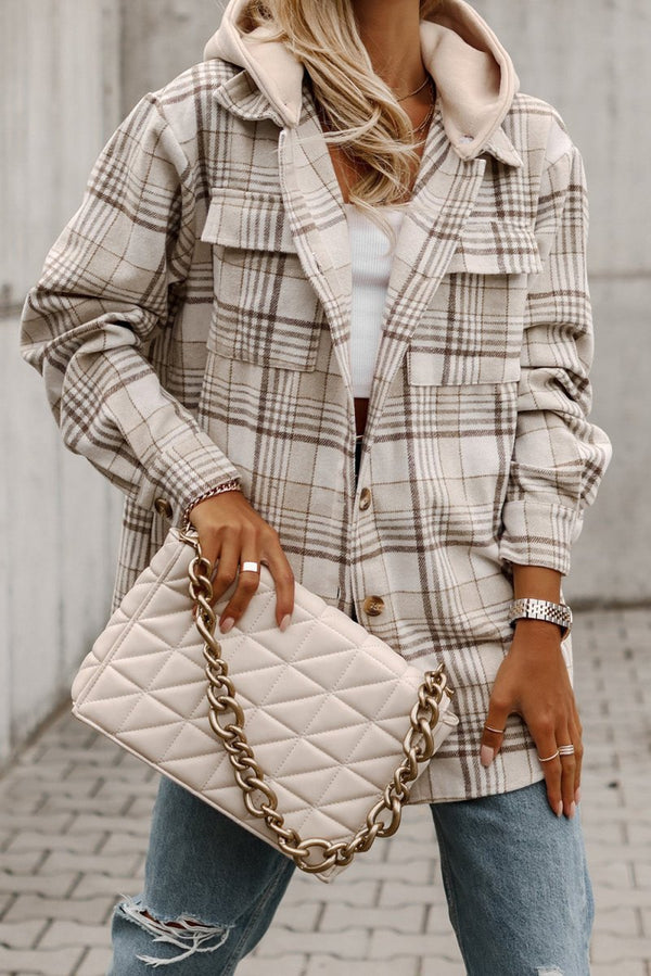 Alani Plaid Removable Hood Buttoned Shacket - Rebel Nomad