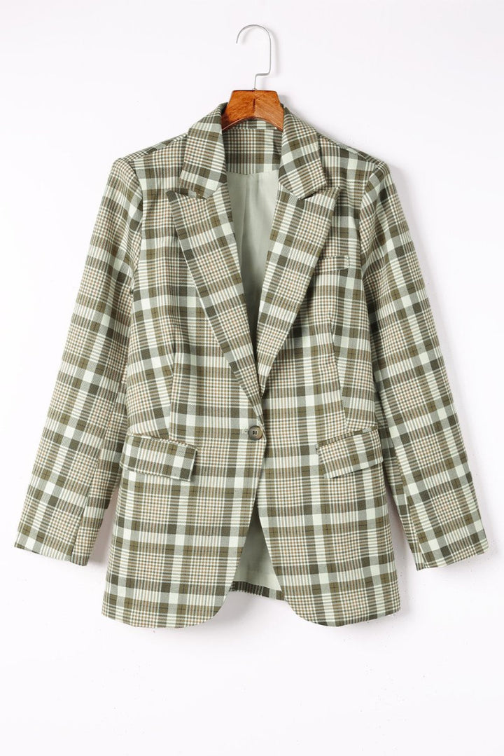 Alchemy Plaid Print Lapel Collar Buttoned Blazer - Rebel Nomad