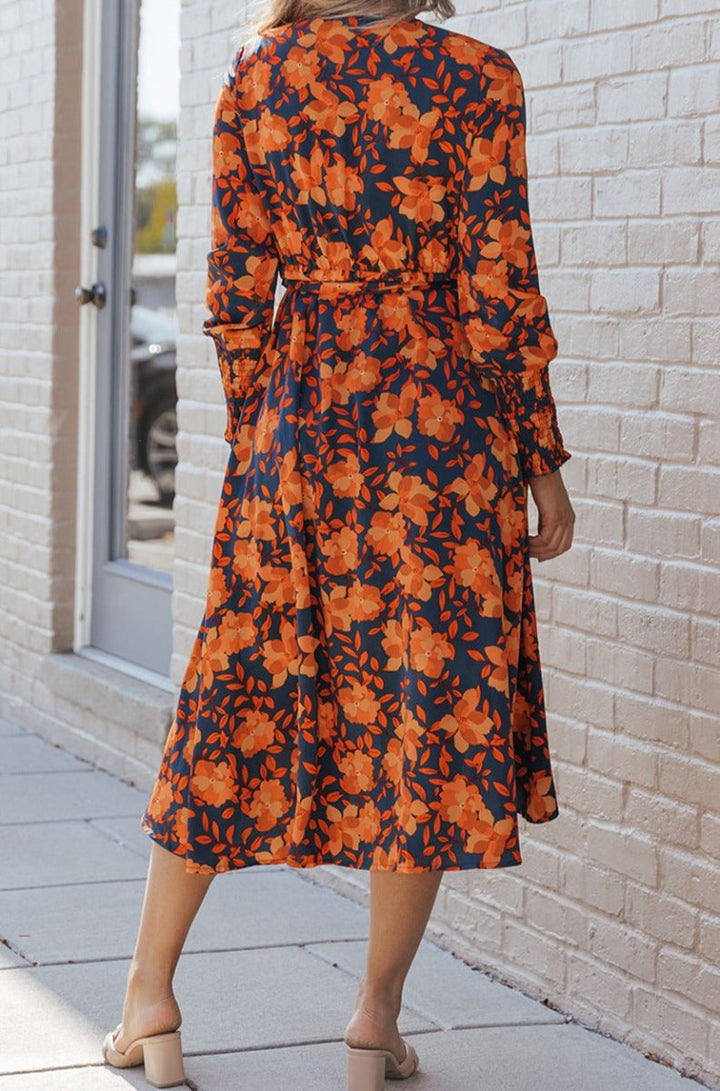 Aleah Floral Print Faux Wrap Belted Dress - Rebel Nomad