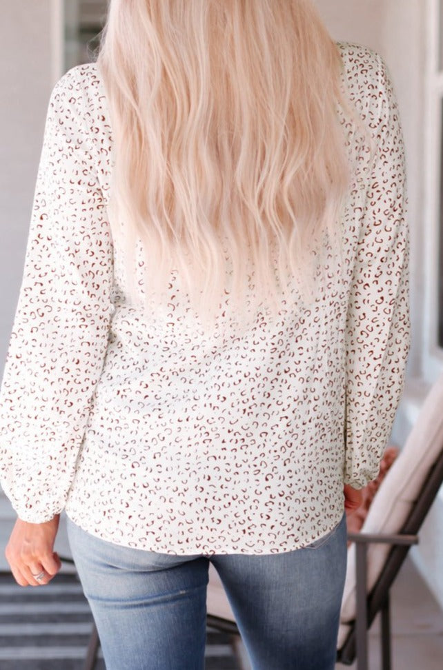 Aletha Leopard Crew Neck Long Sleeve Blouse - Rebel Nomad