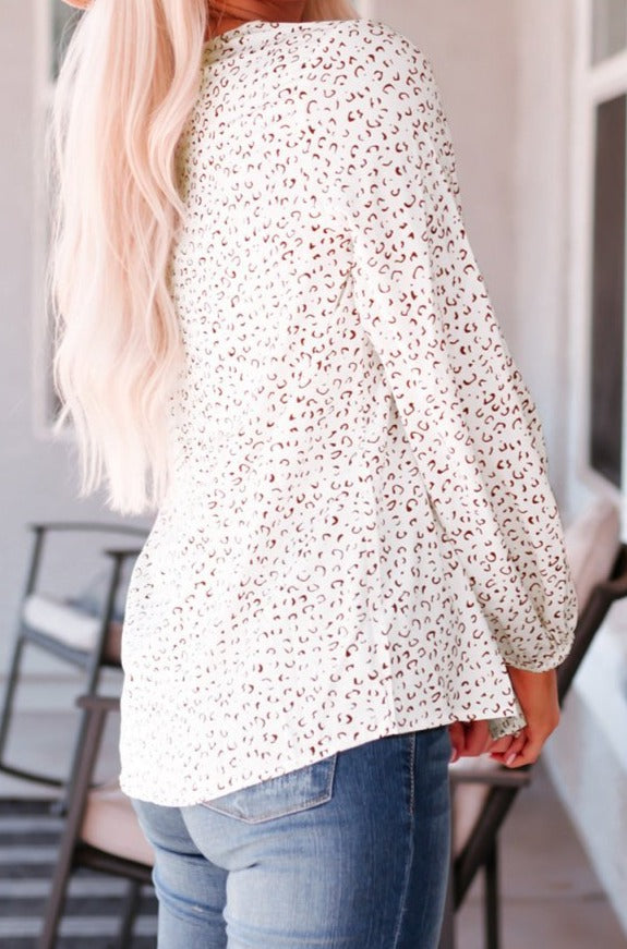 Aletha Leopard Crew Neck Long Sleeve Blouse - Rebel Nomad