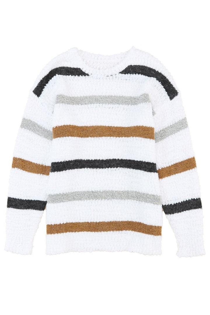 Alfredia Striped Popcorn Knit Sweater - Rebel Nomad