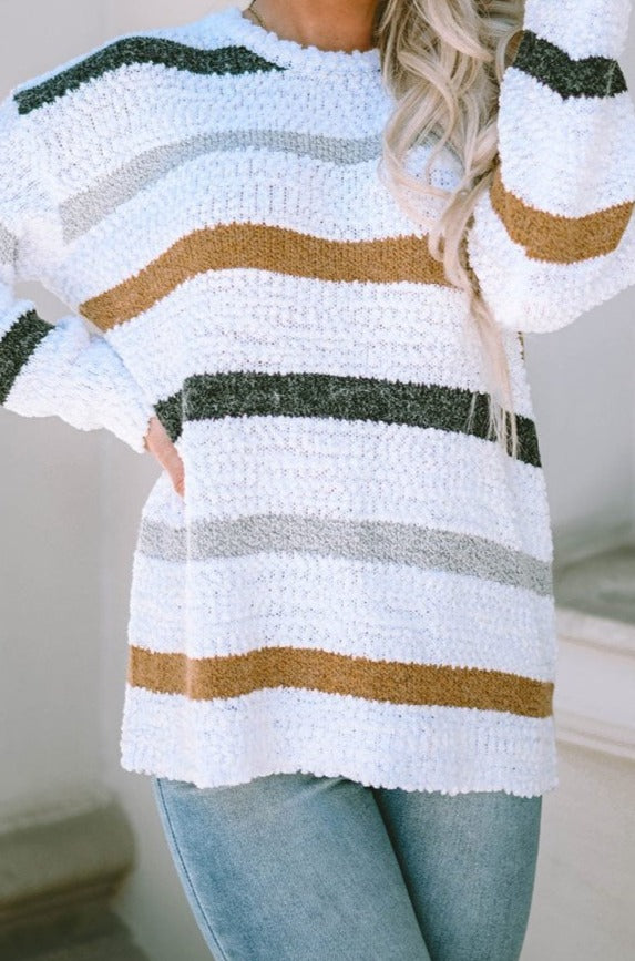 Alfredia Striped Popcorn Knit Sweater - Rebel Nomad