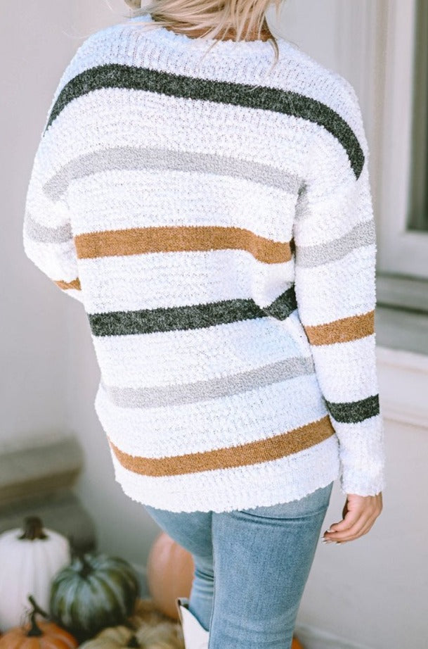 Alfredia Striped Popcorn Knit Sweater - Rebel Nomad