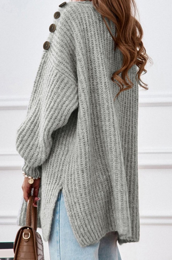 Aliana Buttoned Drop Shoulder Oversized Sweater - Rebel Nomad