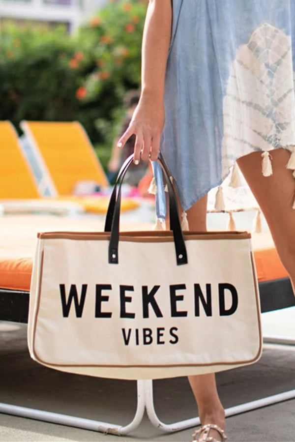 Alondra "Weekend Vibes" Canvas Tote Bag - Rebel Nomad