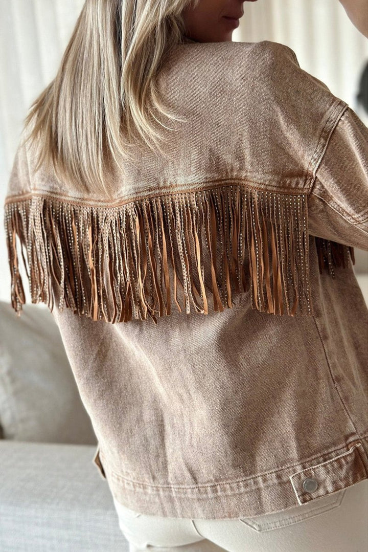 Althaea Rhinestone Fringed Cowgirl Fashion Denim Jacket - Rebel Nomad