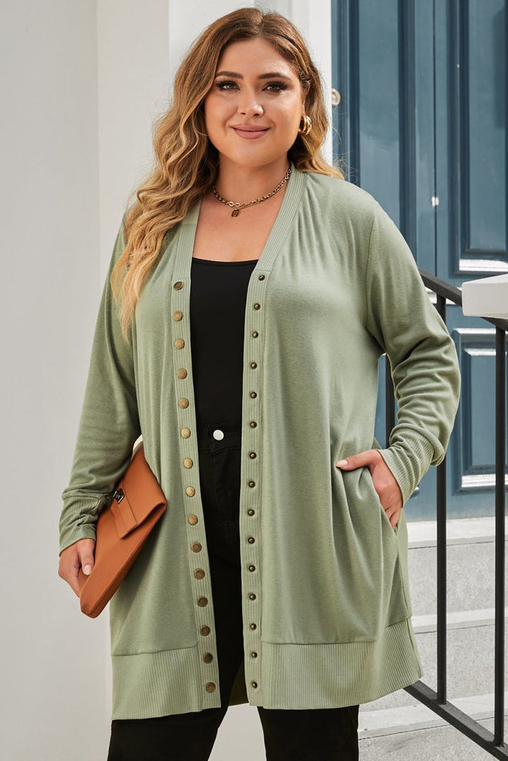 Alyson Plus-Size Snap Buttons Front Knit Cardigan - Rebel Nomad