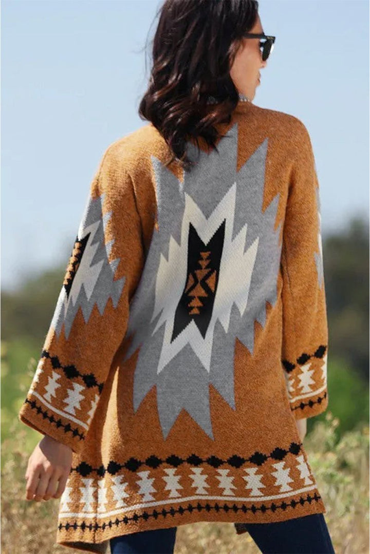 Amina Aztec Graphic Open-Front Cardigan - Rebel Nomad