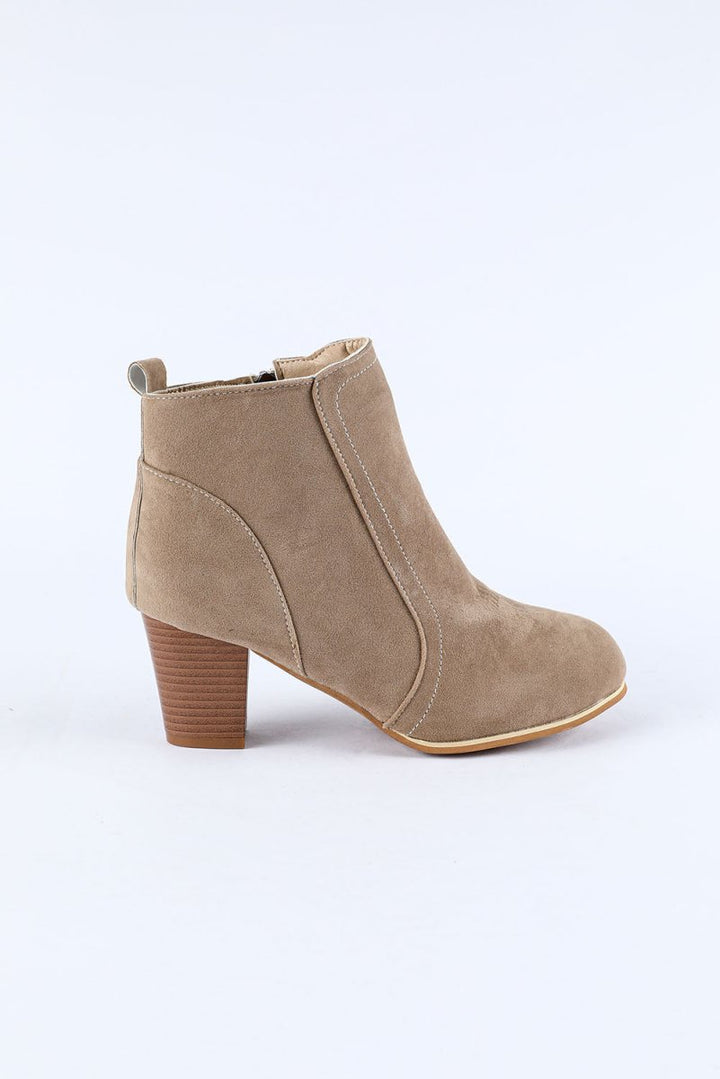 Anahi Faux Suede Size Zip Heeled Booties - Rebel Nomad