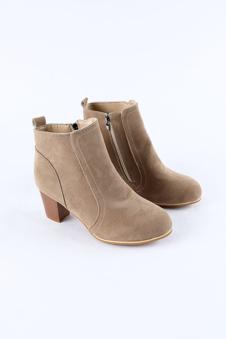 Anahi Faux Suede Size Zip Heeled Booties - Rebel Nomad