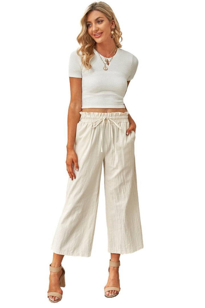 Anais Paperbag Waist Straight Leg Cropped Pants - Rebel Nomad