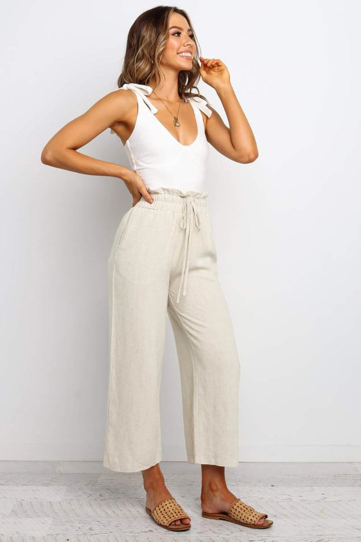 Anais Paperbag Waist Straight Leg Cropped Pants - Rebel Nomad