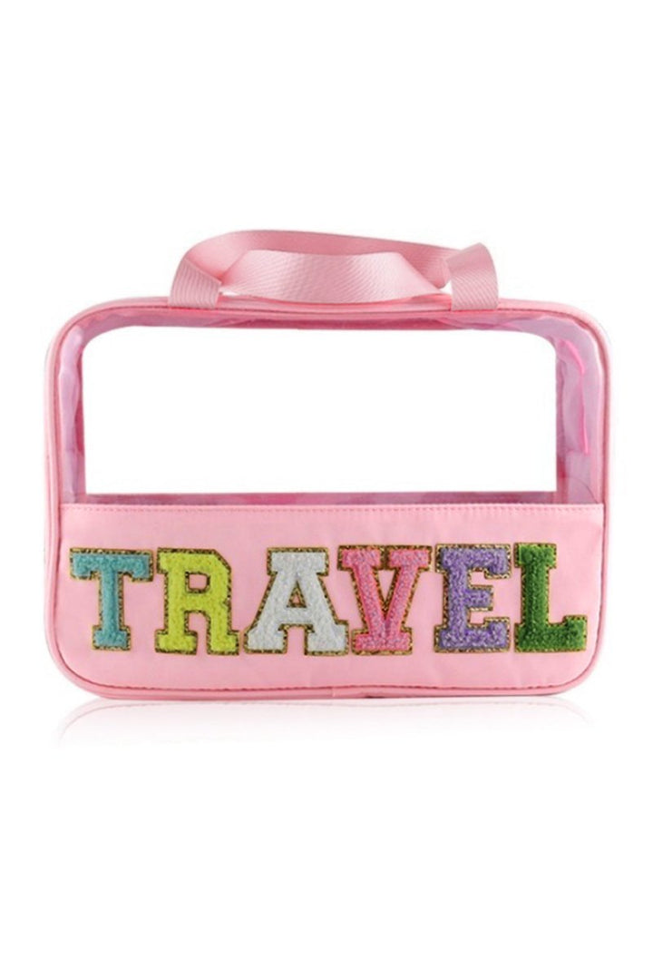 Anamaria "TRAVEL" Chenille Letter Clear PVC Makeup Bag - Rebel Nomad