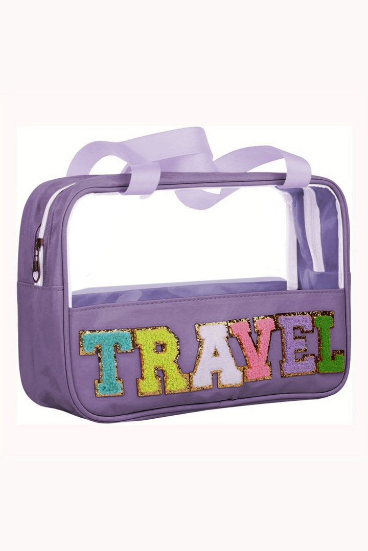 Anastasia "TRAVEL" Chenille Letter Clear PVC Makeup Bag - Rebel Nomad