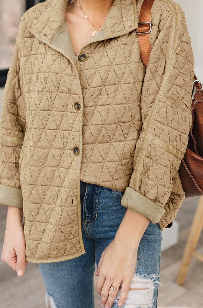 Annamae Quilted Button Front Funnel Neck Jacket - Rebel Nomad