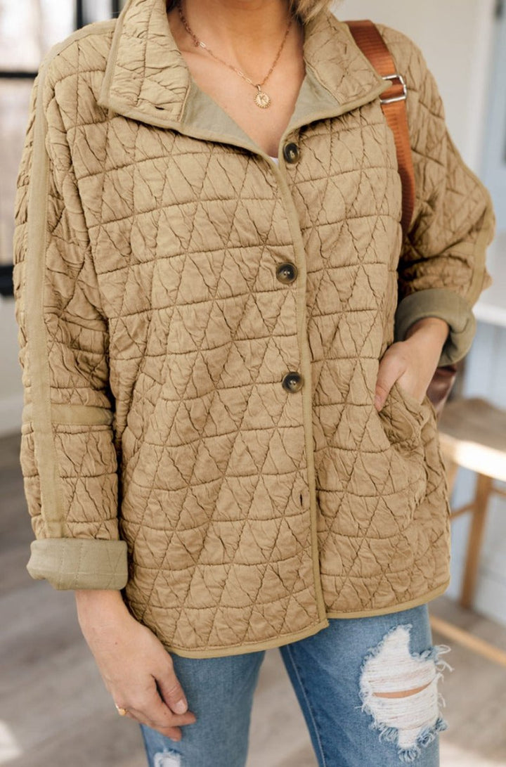 Annamae Quilted Button Front Funnel Neck Jacket - Rebel Nomad