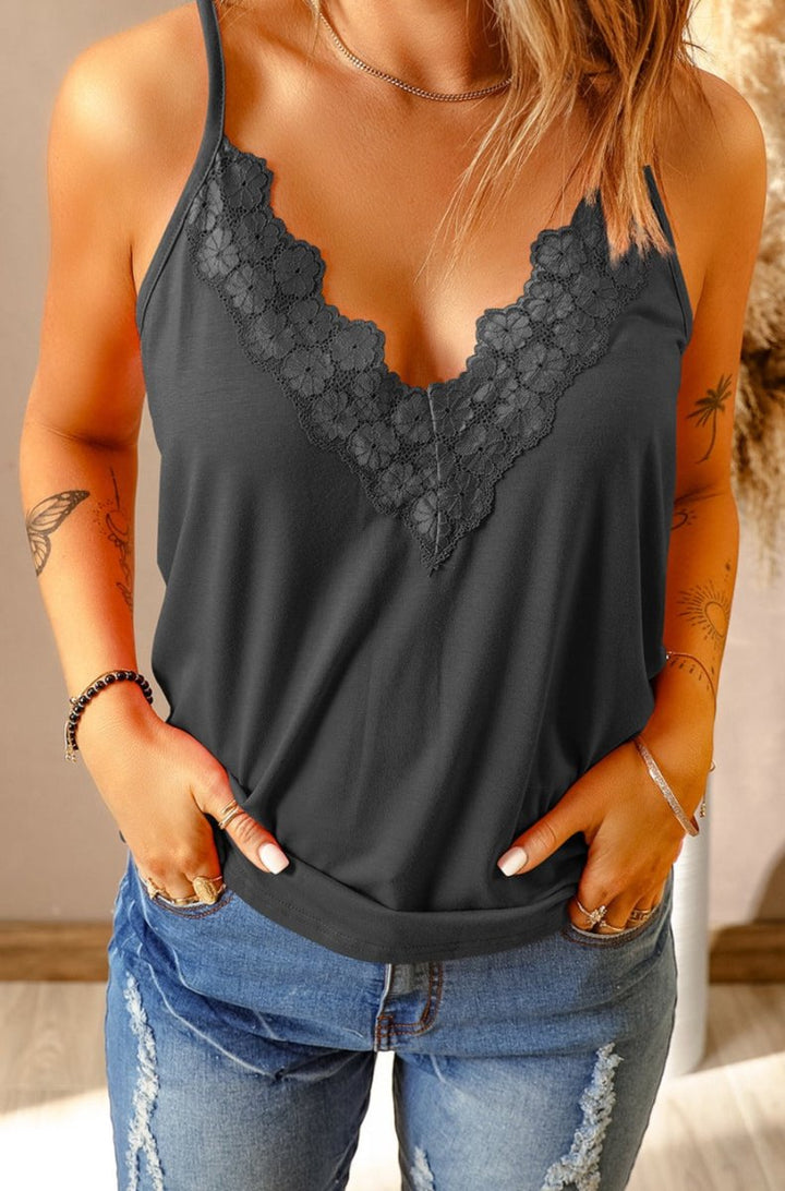 Anthem Lace Splicing V Neck Cami Top - Rebel Nomad