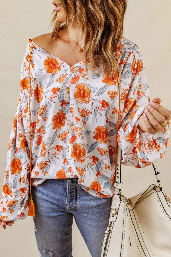 Anushka Split V Neck Floral Print Dolman Blouse - Rebel Nomad