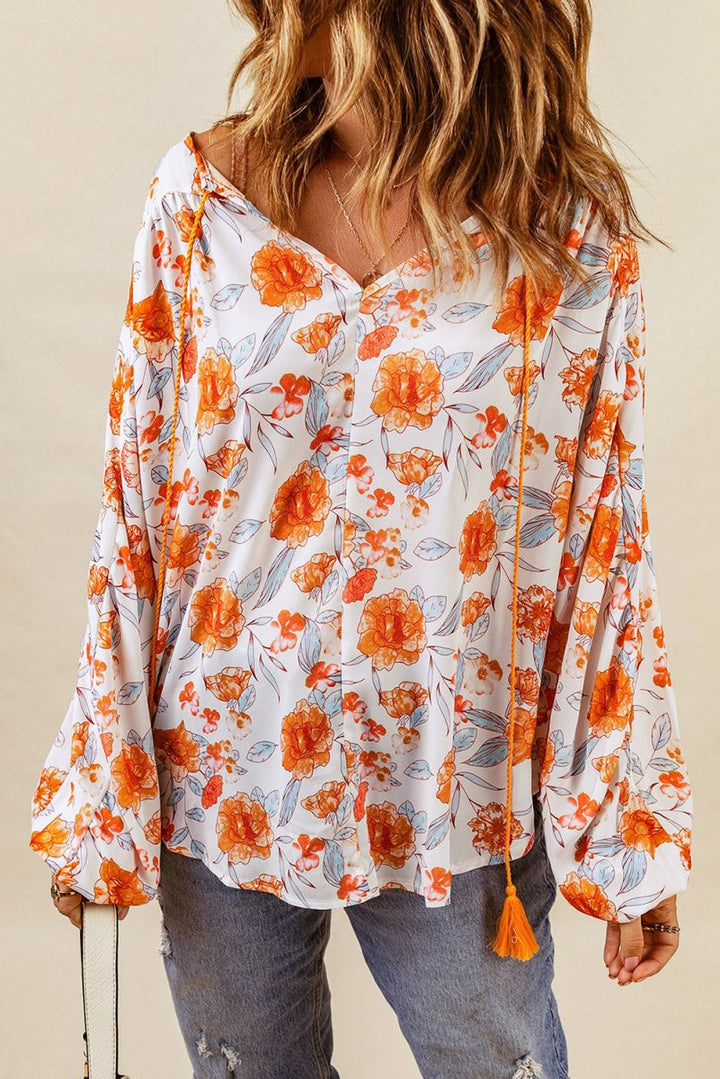 Anushka Split V Neck Floral Print Dolman Blouse - Rebel Nomad