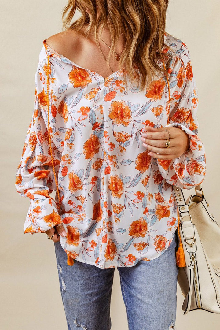 Anushka Split V Neck Floral Print Dolman Blouse - Rebel Nomad