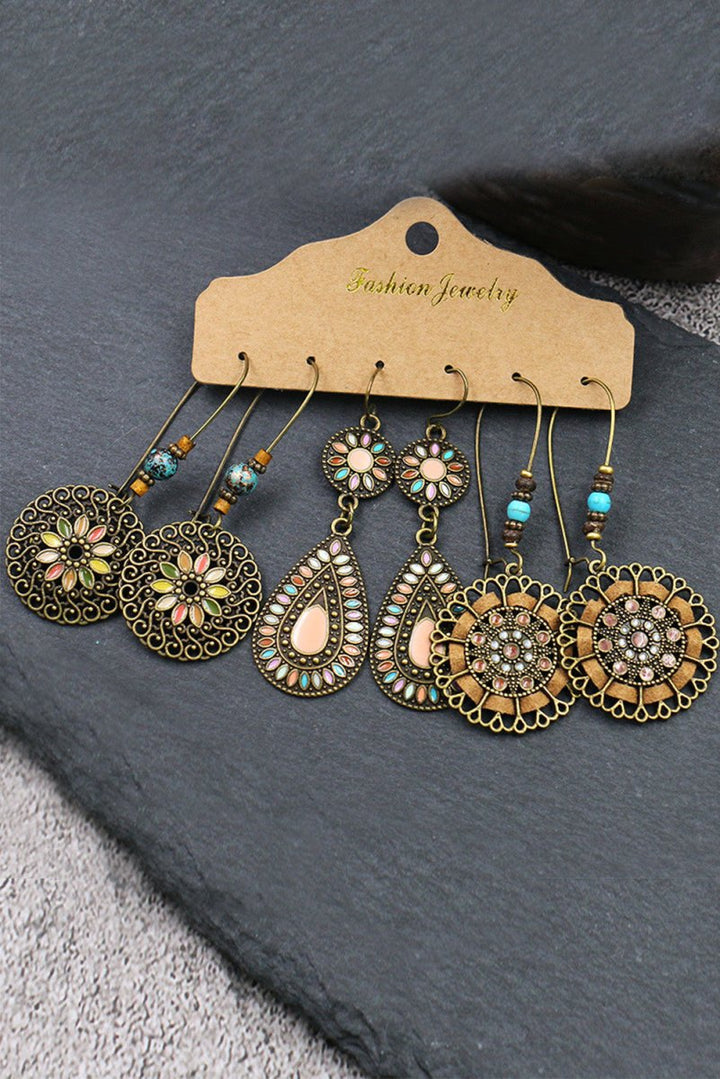 Archive Gold Boho Retro Hollow Dangle Earrings Set - Rebel Nomad