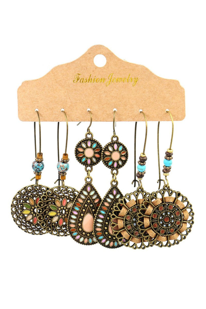 Archive Gold Boho Retro Hollow Dangle Earrings Set - Rebel Nomad