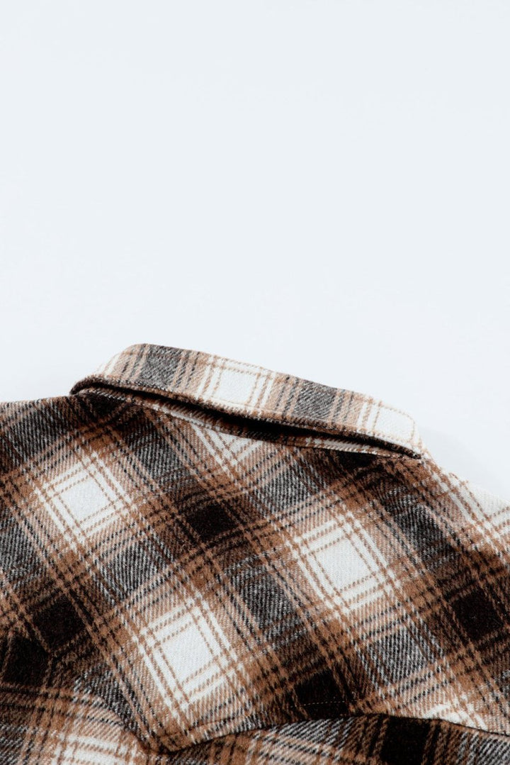 Arlette Buttons Pocketed Plaid Shacket - Rebel Nomad