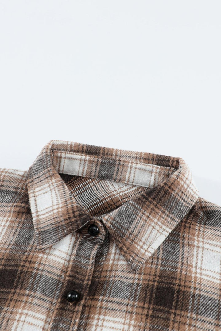 Arlette Buttons Pocketed Plaid Shacket - Rebel Nomad