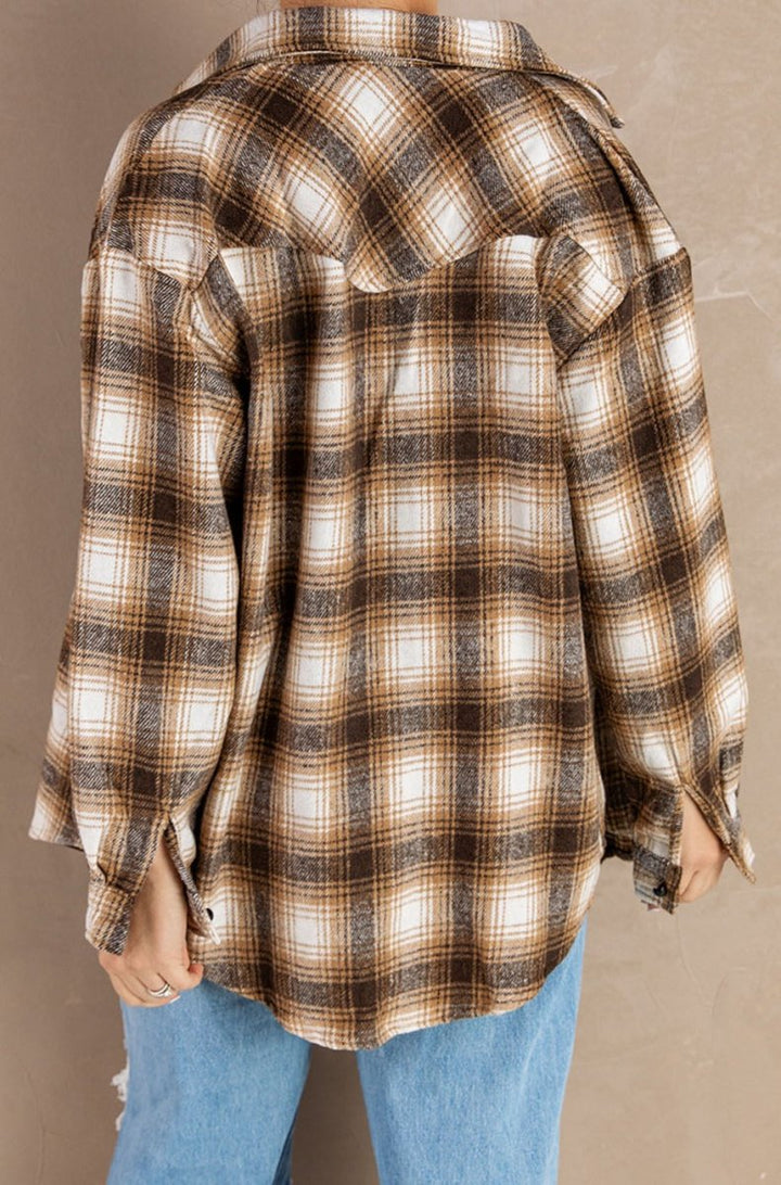 Arlette Buttons Pocketed Plaid Shacket - Rebel Nomad