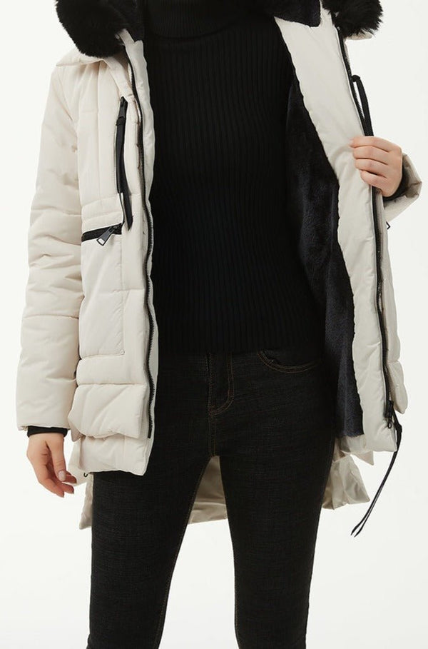 Armandina Plush Linen Zip Up Hooded Puffer Coat - Rebel Nomad