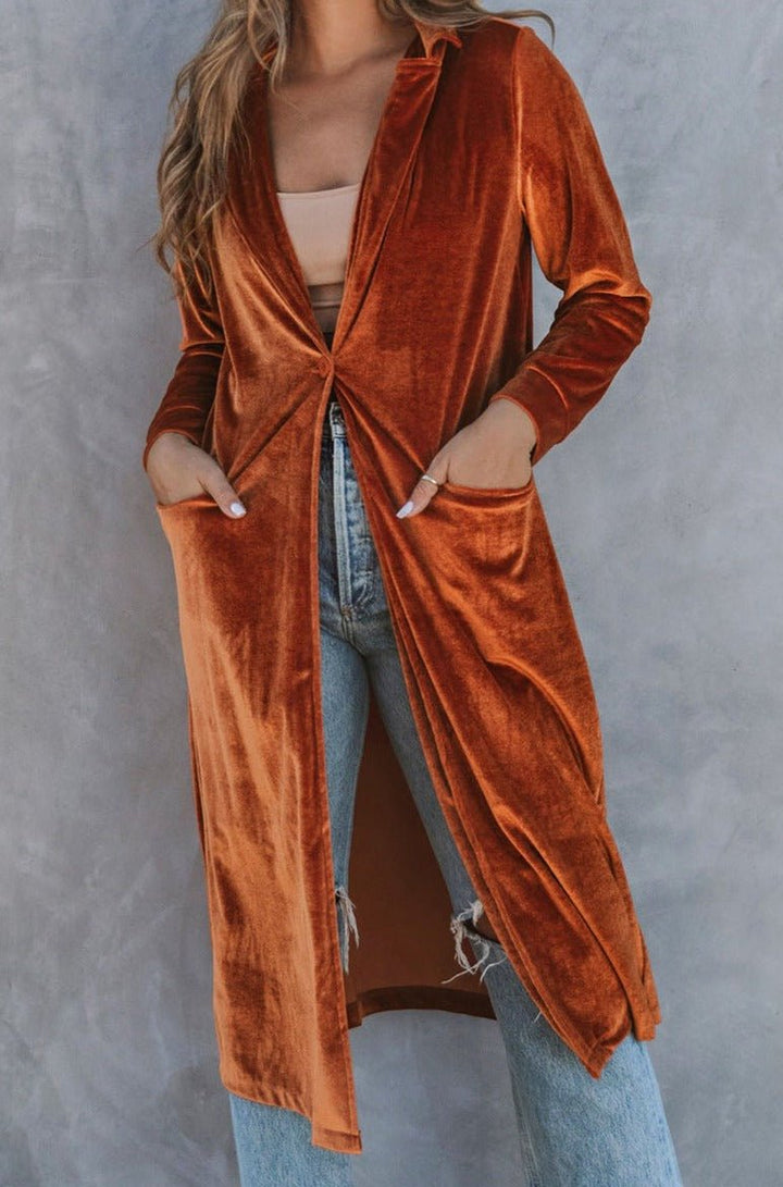 Ashli Retro Velvet Long Sleeve Pocket Coat - Rebel Nomad