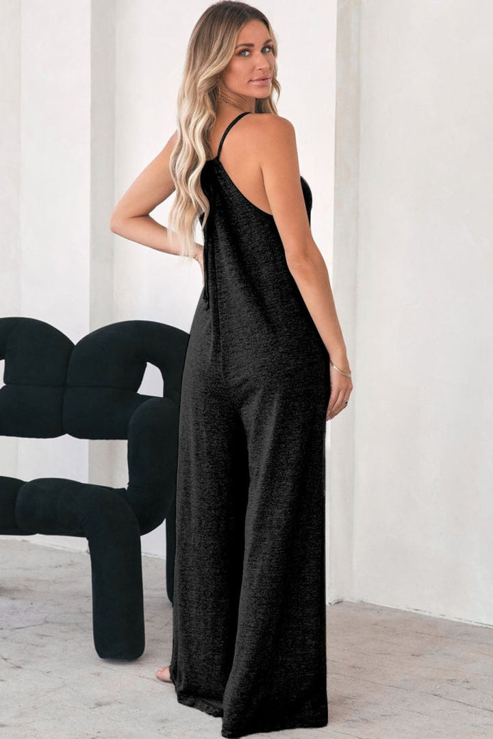 Asterwyn Patch Pockets Spaghetti Strap Wide Leg Jumpsuit - Rebel Nomad