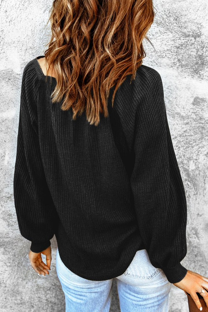 Aubrey Scoop Neck Puff Sleeve Waffle Knit Top - Rebel Nomad